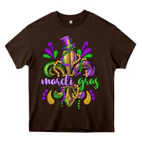 Chocolate Brown mardi gras fleur de lis Heavy Core Tee - CowGirlArtShop