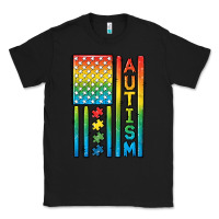 Black Autism American Flag Classic Tee - CowGirlArtShop