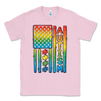 Bubblegum Pink Autism American Flag Classic Tee - CowGirlArtShop