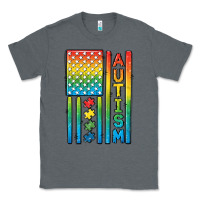 Charcoal Heather Autism American Flag Classic Tee - CowGirlArtShop