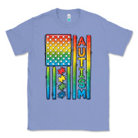 Colony Blue Autism American Flag Classic Tee - CowGirlArtShop