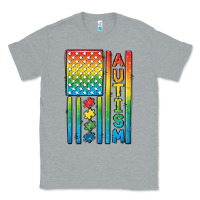 Heather Grey Autism American Flag Classic Tee - CowGirlArtShop