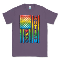 Lavender Autism American Flag Classic Tee - CowGirlArtShop
