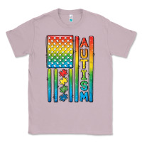 Lilac Autism American Flag Classic Tee - CowGirlArtShop