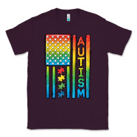 Plum Autism American Flag Classic Tee - CowGirlArtShop