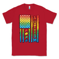 Red Autism American Flag Classic Tee - CowGirlArtShop