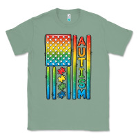 Sage Autism American Flag Classic Tee - CowGirlArtShop