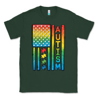 Sports Green Autism American Flag Classic Tee - CowGirlArtShop