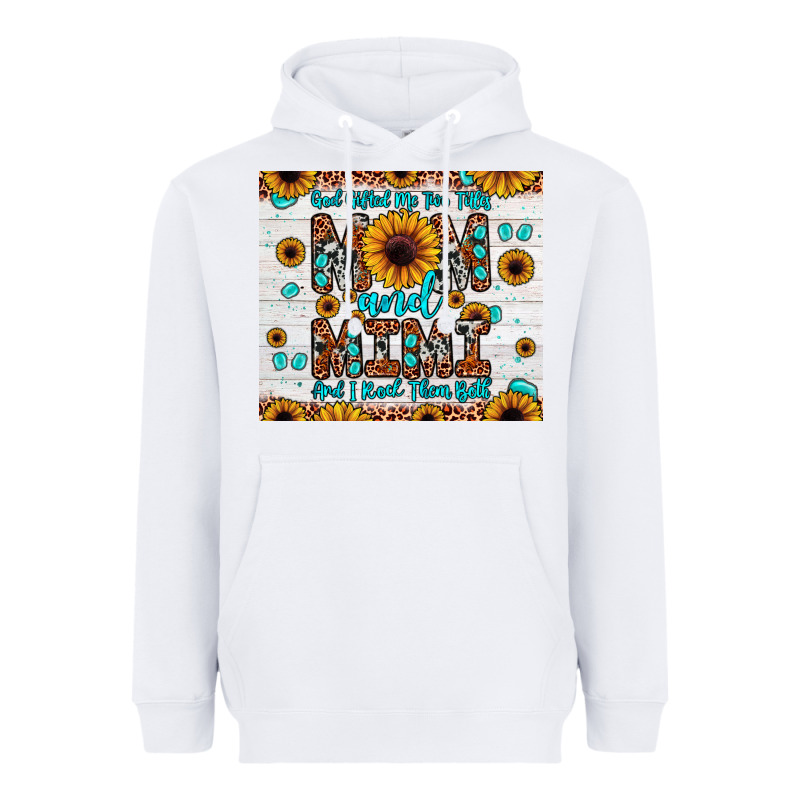 God Gifted Me Two Titles Mom And Mimi And I Rock Them Both Heavyweight Hoodie by JahusDesignShop | Teevron