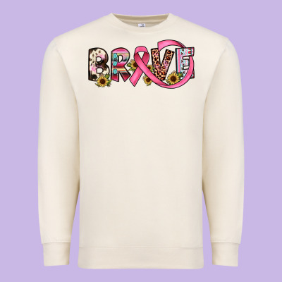 Brave Cancer Awareness Ribbon Premium Sweatshirt Designed By Jahusdesignshop
