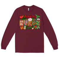 Burgundy Christmas Nurse Crew Long Sleeve Tee - FaDigitalArtStudio