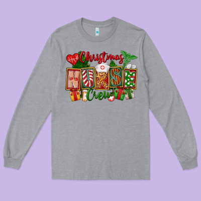 Christmas Nurse Crew Long Sleeve Tee Designed By Fadigitalartstudio