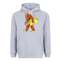 Heather Grey bigfoot carrying taco Heavyweight Hoodie - DesigneFamous
