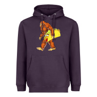 Plum bigfoot carrying taco Heavyweight Hoodie - DesigneFamous