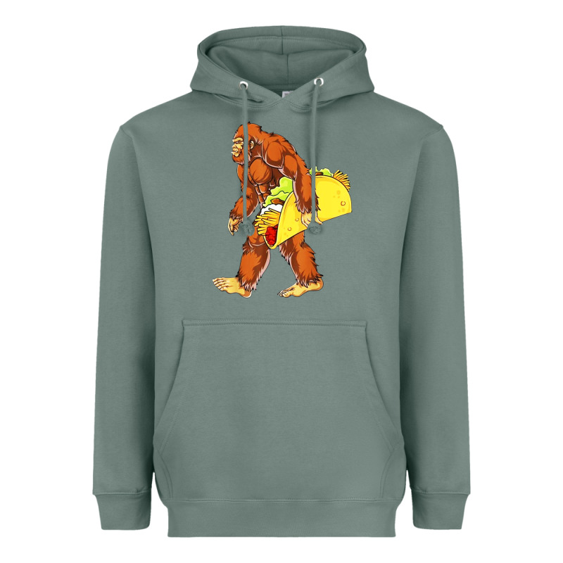 Bigfoot Carrying Taco Heavyweight Hoodie by DesigneFamous | Teevron