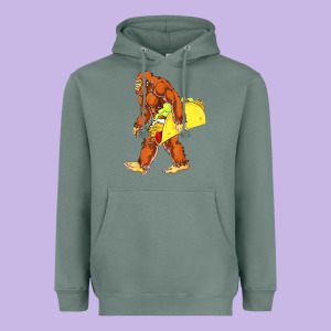 Bigfoot Carrying Taco Heavyweight Hoodie Designed By Designefamous