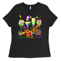 Drink Drank Drunk Mardi Gras Wine Glasses Olivia Ladies Tee | Teevron