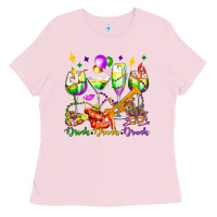 Bubblegum Pink drink drank drunk mardi gras wine glasses olivia Ladies Tee - OliviaCreatesArt