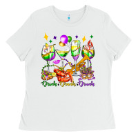 White drink drank drunk mardi gras wine glasses olivia Ladies Tee - OliviaCreatesArt