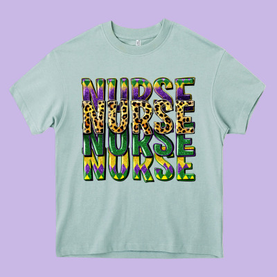 Nurse Mardi Gras Heavy Core Tee Designed By Cowgirlartshop