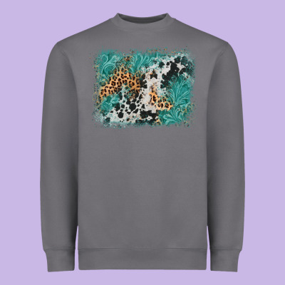 Cowhide Turquoise Leather Background Heavyweight Sweatshirt Designed By Adodesignshop