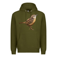 Army Green Ccarolina Wren Premium Hoodie - LillyAllenDesigns