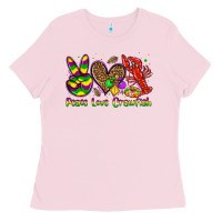 Bubblegum Pink peace love crawfish olivia Ladies Tee - OliviaCreatesArt