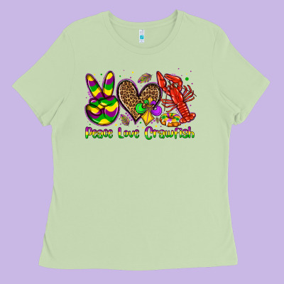Peace Love Crawfish Olivia Ladies Tee Designed By Oliviacreatesart