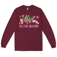 Burgundy Pink Christmas Tis The Season Long Sleeve Tee - FaDigitalArtStudio