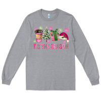 Heather Grey Pink Christmas Tis The Season Long Sleeve Tee - FaDigitalArtStudio