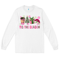 White Pink Christmas Tis The Season Long Sleeve Tee - FaDigitalArtStudio