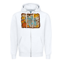 White hello fall Zipper Hoodie - AdoDesignShop