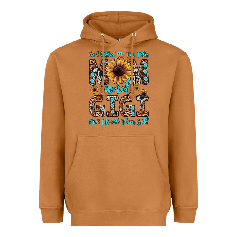 God Gifted Me Two Titles Mom And Gigi  And I Rock Them Both Heavyweight Hoodie by JahusDesignShop | Teevron