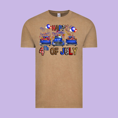 Western Truck Hello Fourth Of July America Vintage Tee Designed By Fadigitalartstudio
