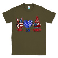 Army Green Peace love America with gnome 4th of july Classic Tee - HowdyJamesFarm