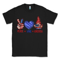 Black Peace love America with gnome 4th of july Classic Tee - HowdyJamesFarm