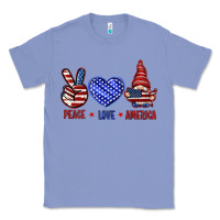 Colony Blue Peace love America with gnome 4th of july Classic Tee - HowdyJamesFarm
