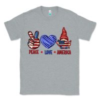 Heather Grey Peace love America with gnome 4th of july Classic Tee - HowdyJamesFarm