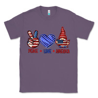 Lavender Peace love America with gnome 4th of july Classic Tee - HowdyJamesFarm