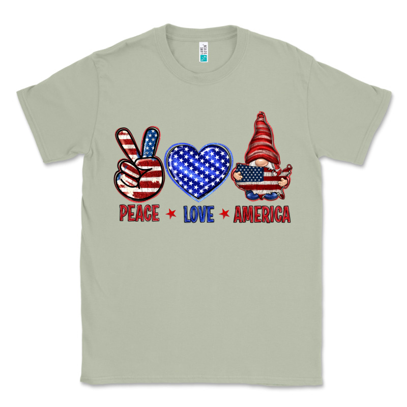 Peace Love America With Gnome 4th Of July Classic Tee by HowdyJamesFarm | Teevron