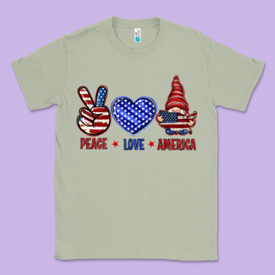 Peace Love America With Gnome 4th Of July Classic Tee Designed By Howdyjamesfarm