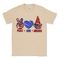 Mushroom Peace love America with gnome 4th of july Classic Tee - HowdyJamesFarm