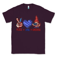Plum Peace love America with gnome 4th of july Classic Tee - HowdyJamesFarm