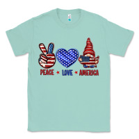Seafoam Peace love America with gnome 4th of july Classic Tee - HowdyJamesFarm