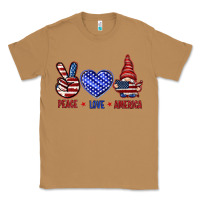 Toasted Coconut Peace love America with gnome 4th of july Classic Tee - HowdyJamesFarm