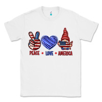 White Peace love America with gnome 4th of july Classic Tee - HowdyJamesFarm