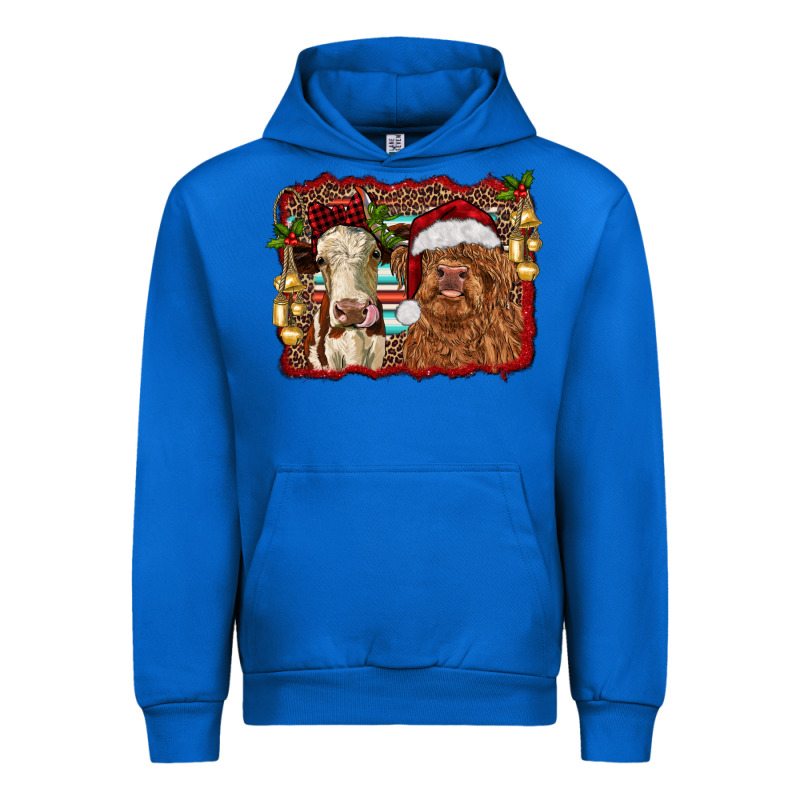 Christmas Heifer And Highland Cow With Serape Background Urban Hoodie by RanaPortraitStore | Teevron
