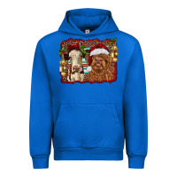 Cobalt christmas heifer and highland cow with serape background Urban Hoodie - RanaPortraitStore