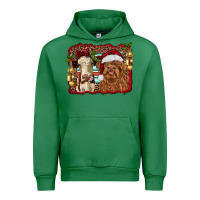 Emerald christmas heifer and highland cow with serape background Urban Hoodie - RanaPortraitStore