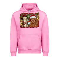Fuchsia Pink christmas heifer and highland cow with serape background Urban Hoodie - RanaPortraitStore